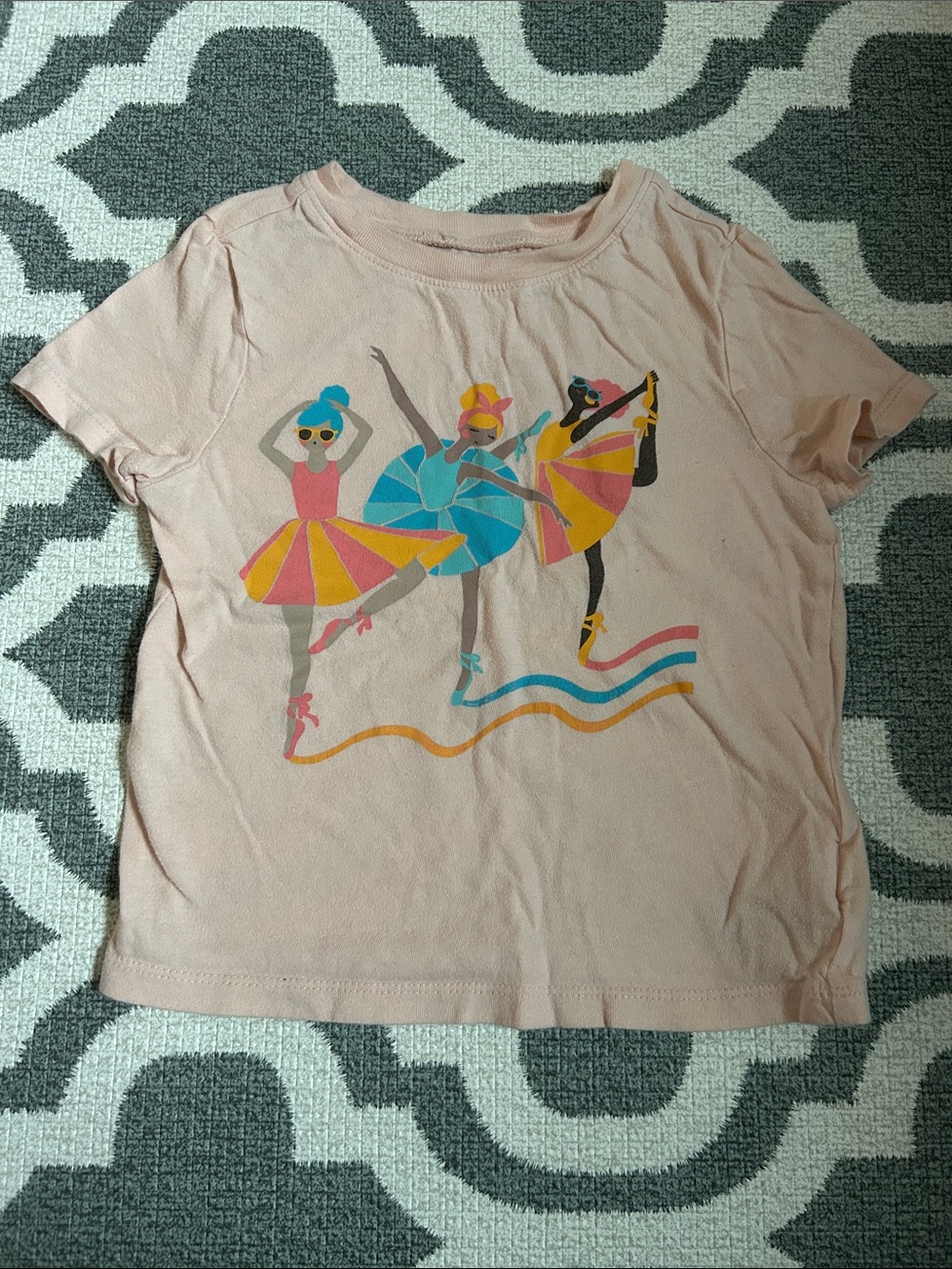 Old Navy Pink Ballet Dancer Short Sleeve Tee with Colorful Tutus